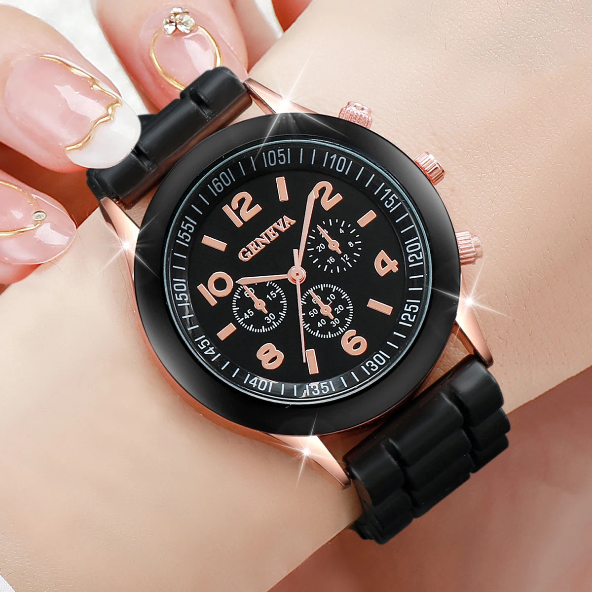 14PCS Fashion Women Watches Casual Silicone Band Arabic Dial Ladies Quartz Watch Set Reloj Mujer Girls Clock Gift（Without Box）
