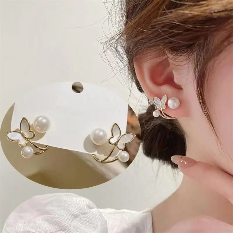 925 Silver Needle Vintage Brown Pearl Earrings For Women Jewelry 2025 Trending New Luxury Women's Red Ball Earrings gifts