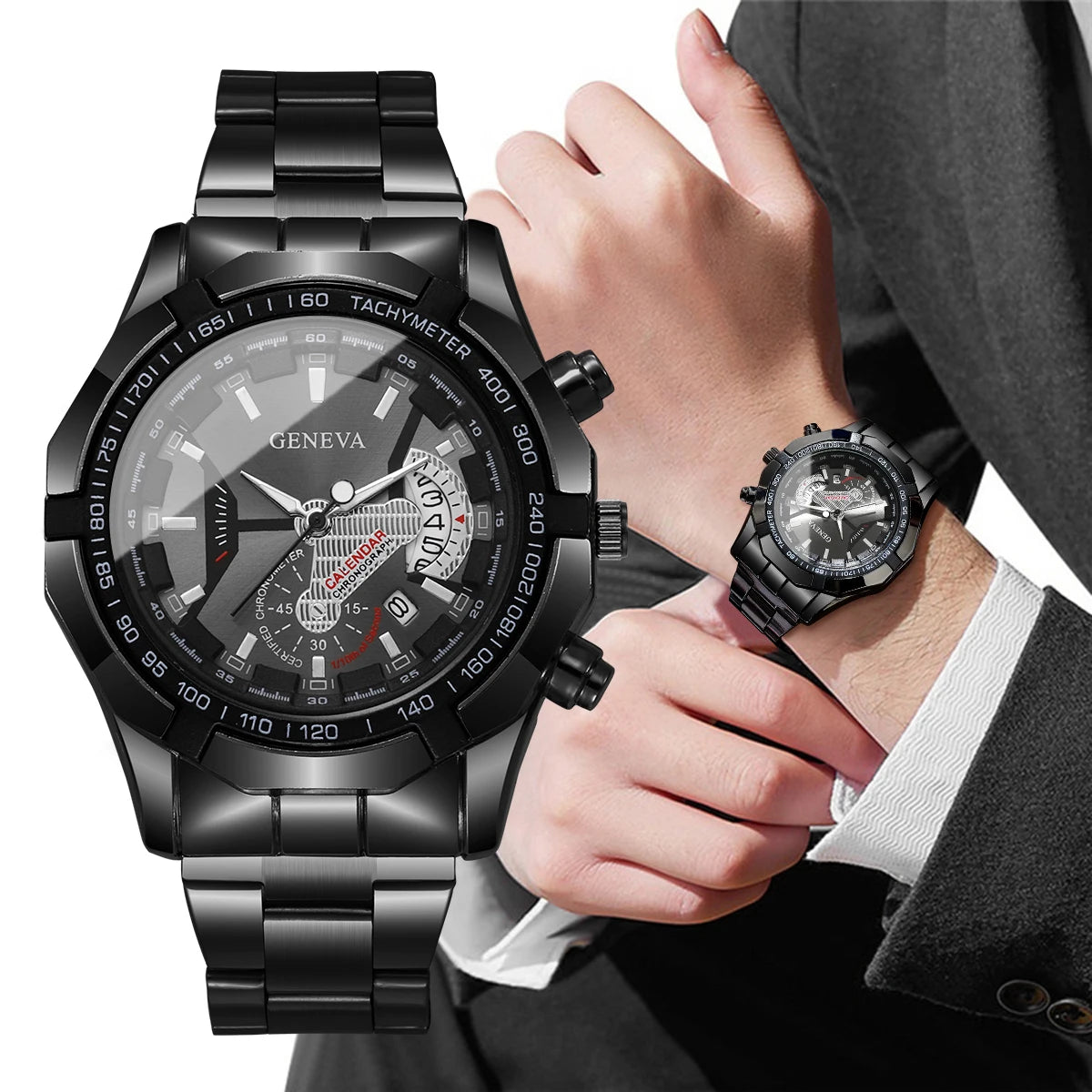 Luxury Large Dial Men Business Watches Fashion Calendar Quartz Watch for Mens Clock Reloj Hombre（Without Box）