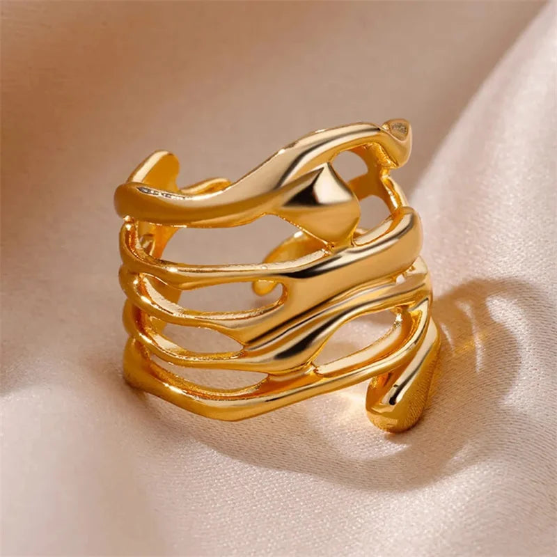 Vintage Stainless Steel Bullet Rings for Women Gold Color Geometric Rings Punk Jewelry Hip Hop Party Jewelry Gifts Anillos