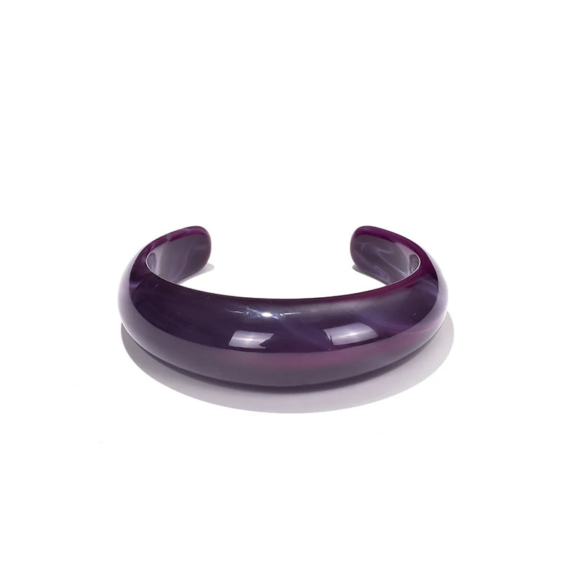 Fashion Exaggerated Opening Acrylic Bracelets for Women Simple Blended Jelly Colored Curved Cuff Bangle Female Jewelry