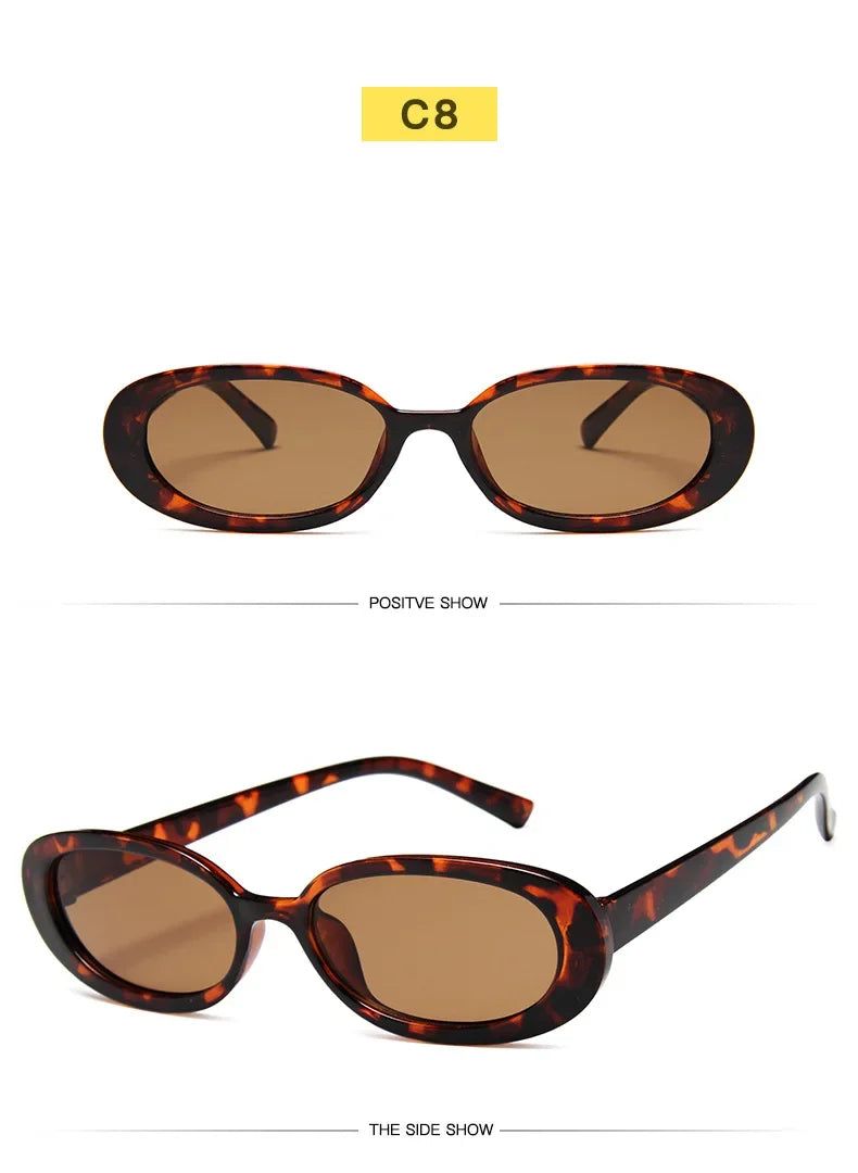 Vintage Oval Sunglasses Women Luxury Brand Designer Small Oval Sun Glasses Retro Black Red Glasses ladies Goggle UV400 Eyewear