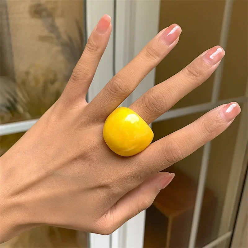 Classic Candy Color Acrylic Ring Exaggerated Geometric Ring Hand Jewelry Wholesale Women Accessories Irregular Rings for Women