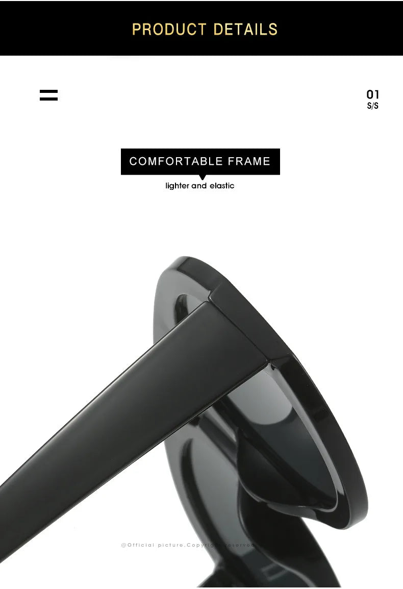 Vintage Oversized Sunglasses Women Luxury Brand Big Frame Sun Glasses Black Yellow Fashion Shades Double Bridges Round Glasses