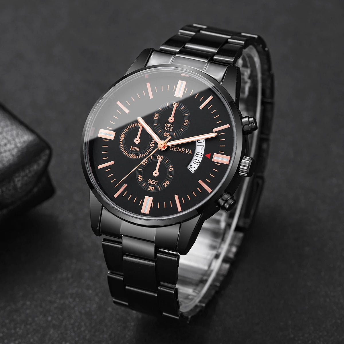 2PCS/Set Fashion Men Business Watches Male Calendar Quartz Watch Bracelet Set Relogio Masculino