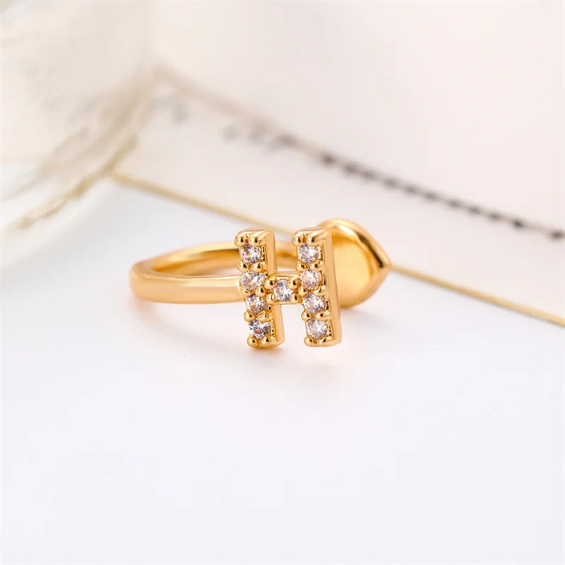 Zircon Initial A-Z Letter Clip Earrings For Women Adjustable Crystal Ear Stud Name Alphabet Female Wedding Jewelry Gift