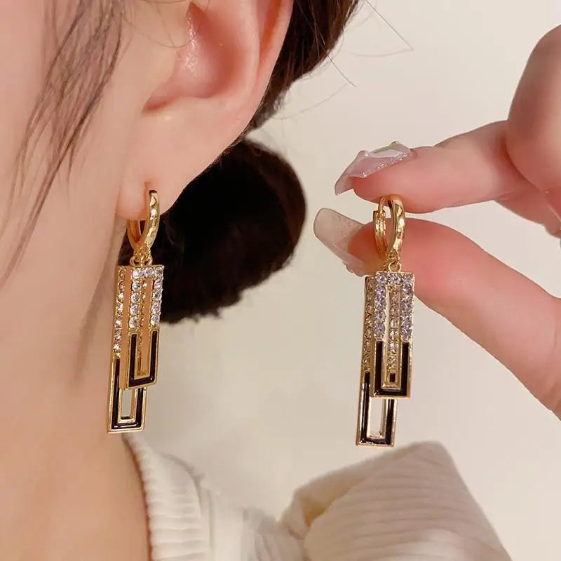 Silver Needle Fashion Purple Crystal Heart Drop Earrings For Women Jewelry 2025 Trending New Luxury Women's Earrings