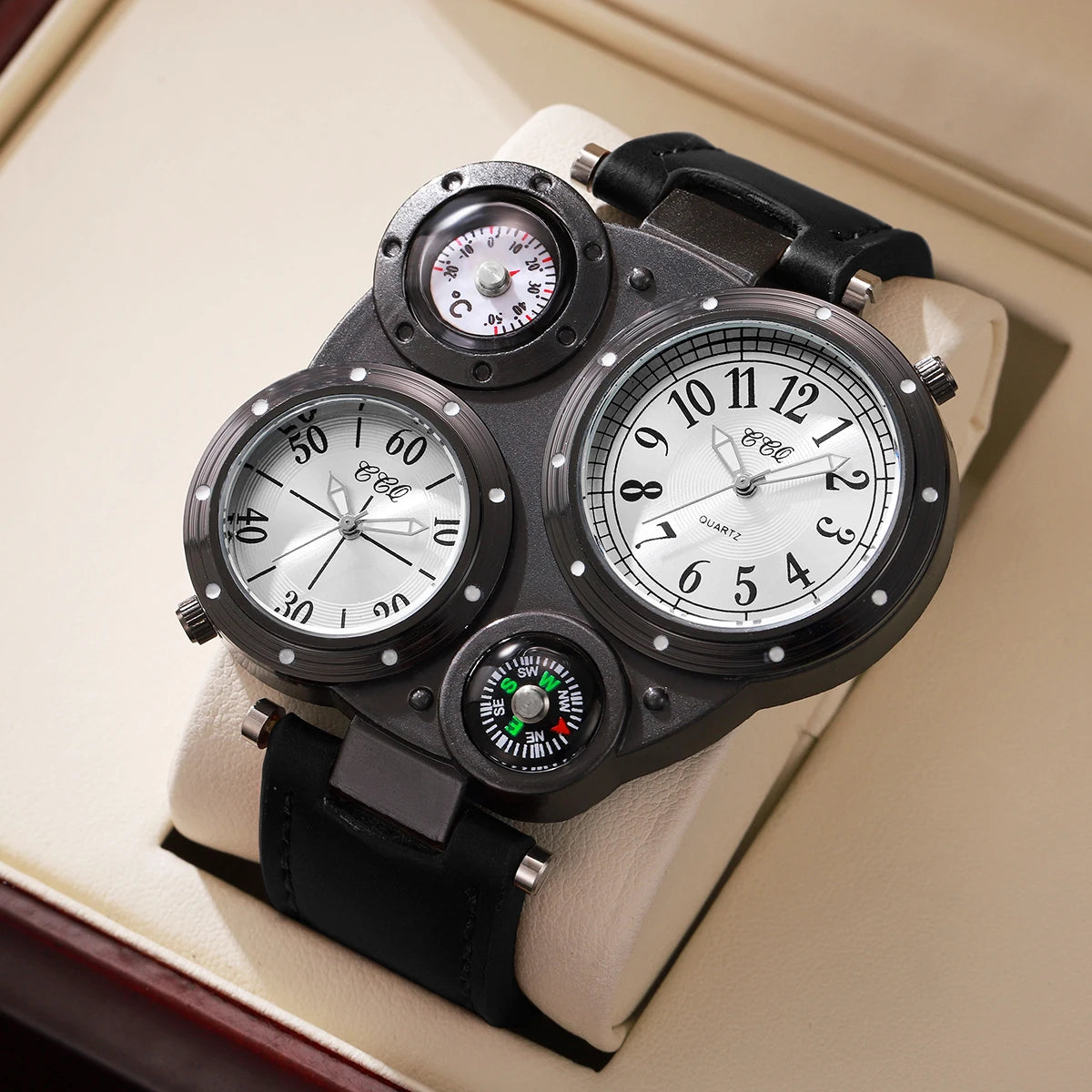 Luxury Large Dial Men Quartz Watches Casual Leather Band Wristwatches Sport Watch for Men Clock Relogio Masculino