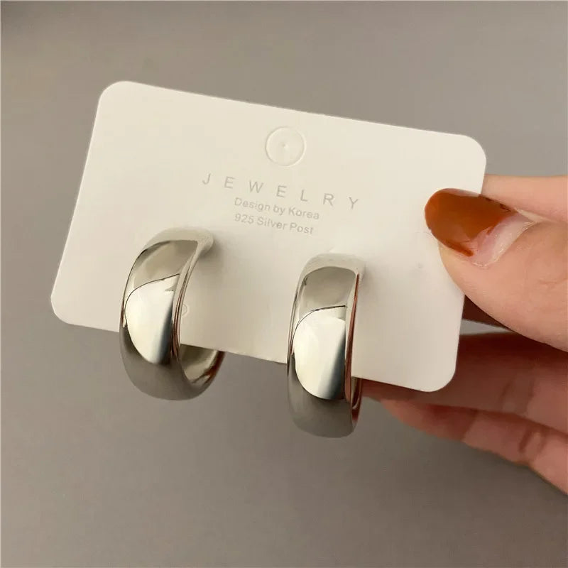 6Pcs Vintage Classic Geometry Glossy Ccb Gold Plated C Shape Hoop Earrings Set for Women Waterdrop Earing Fashion Jewelry