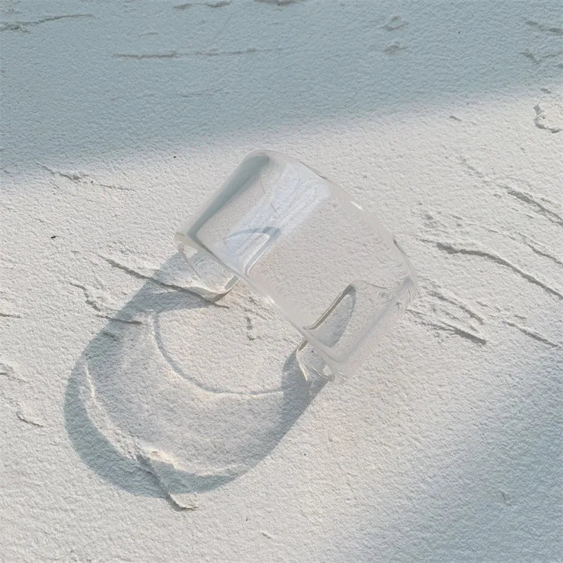 New Transparent Acrylic Resin Open Bangle Bracelet for Women Geometric Retro Wide Bracelet for Girls Hand Jewelry