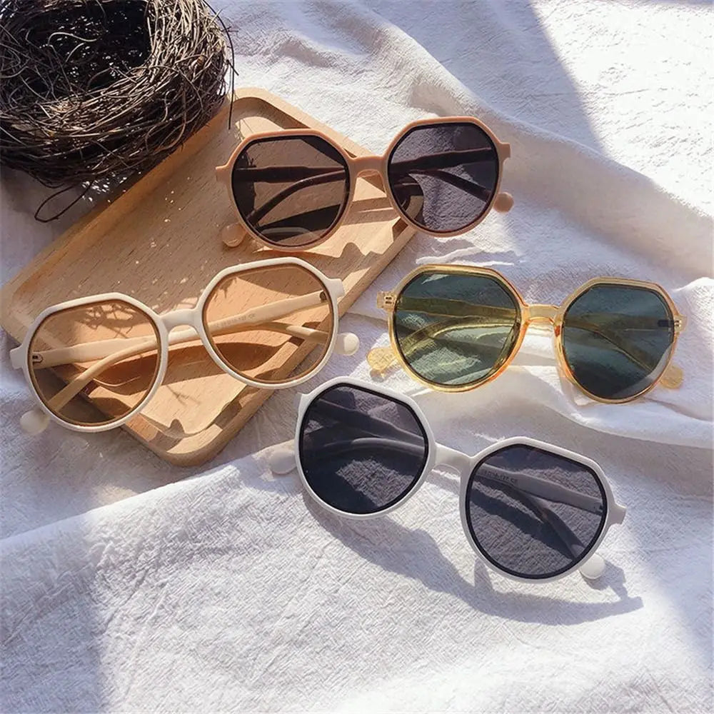 Trendy Jelly Women's Sunglasses Unique Popular Round Frame Sun Glasses Beige UV Protection Eyewear for Women & Men