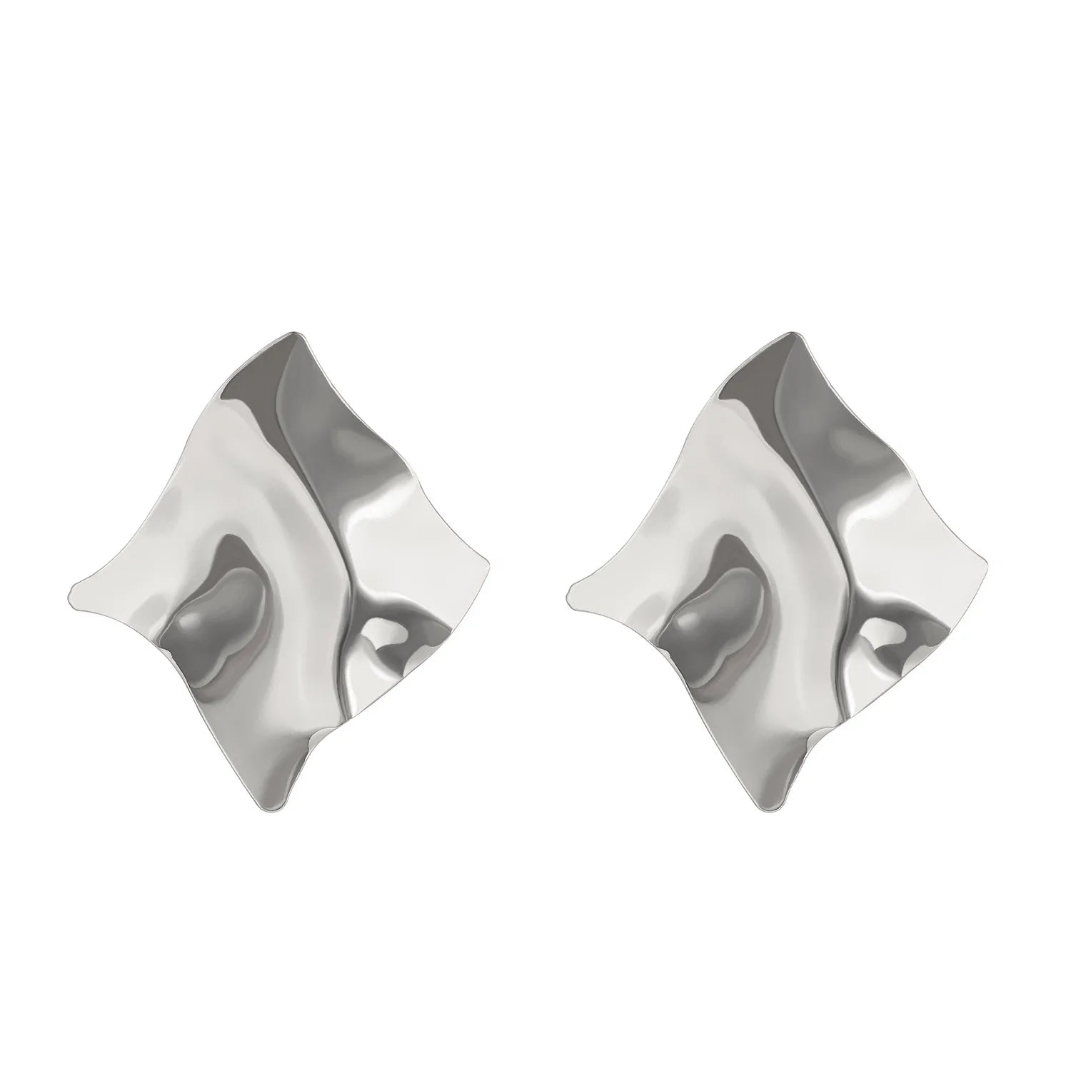 Stainless Steel Pleated Geometric Earrings For Women Jewelry Trending Vintage Women's Smooth Gold Color Stud Earrings