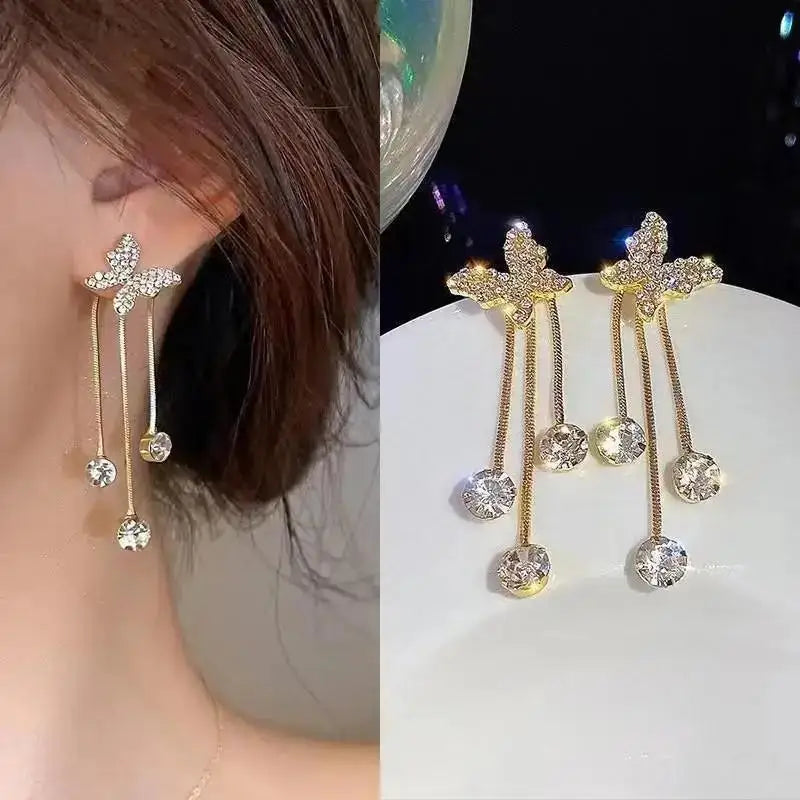 Silver Needle Fashion Square Zircon Drop Earrings For Women Jewelry 2025 Trending New Luxury Women's Crystal Earrings
