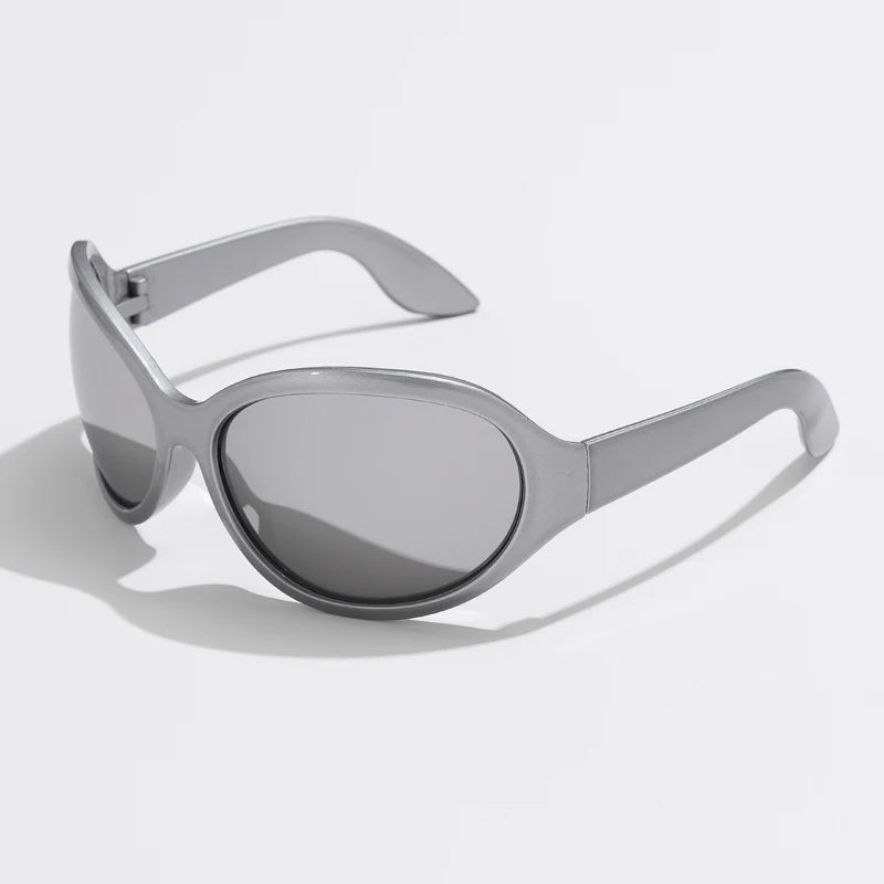 Cycling Fashion Y2K Punk Sunglasses Goggle New Women Men Oval Sports Sun Glasses Female Oversized Colorful Lens Eyewear UV400
