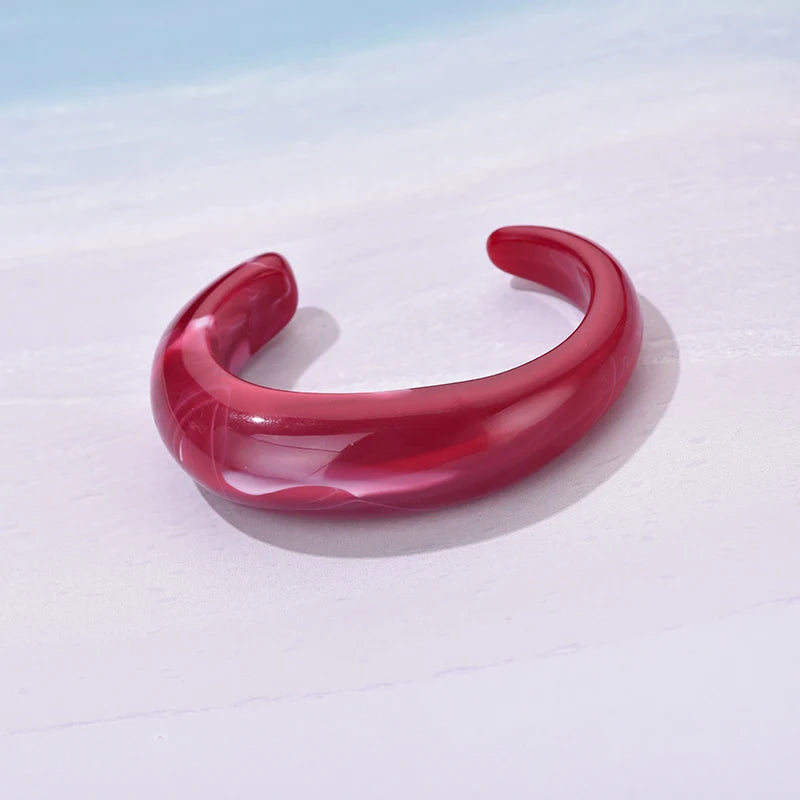 Fashion Exaggerated Opening Acrylic Bracelets for Women Simple Blended Jelly Colored Curved Cuff Bangle Female Jewelry