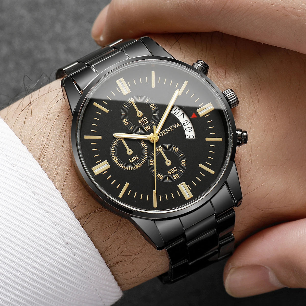 2PCS/Set Fashion Men Business Watches Male Calendar Quartz Watch Bracelet Set Relogio Masculino
