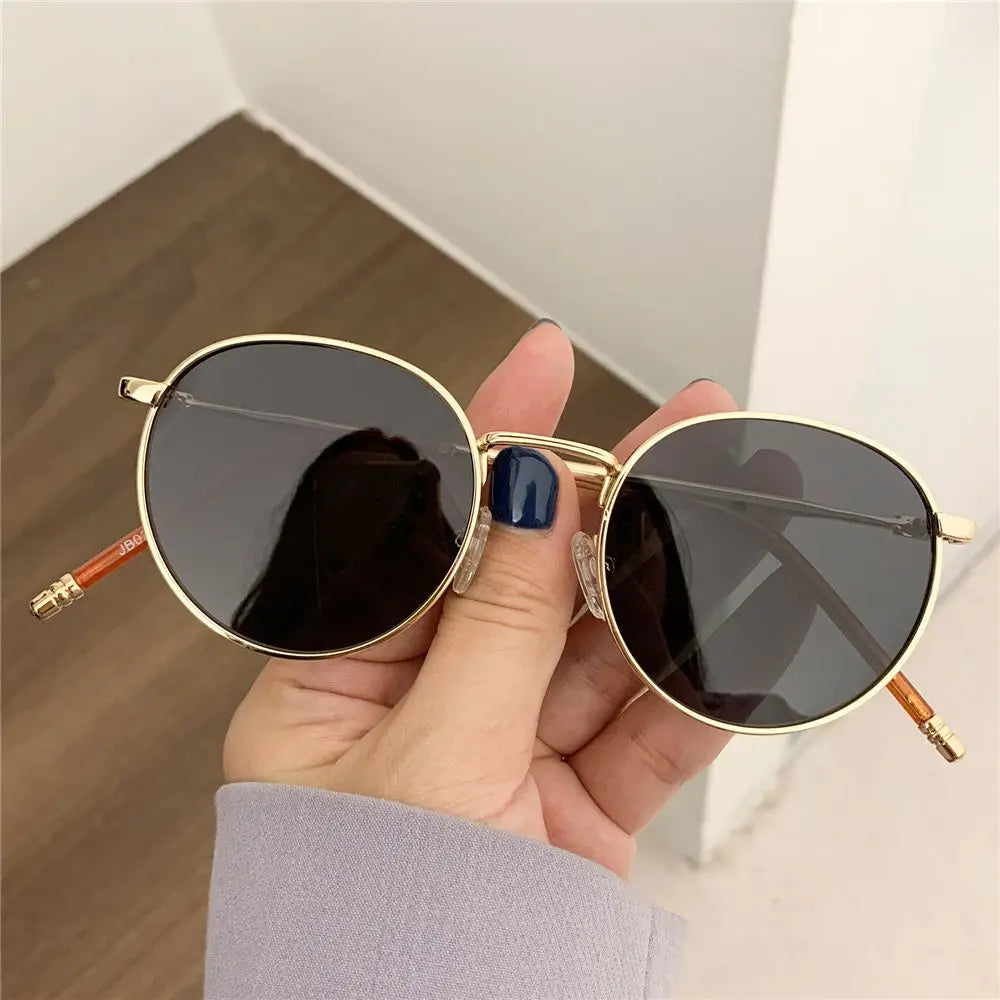 Fashion Glasses Fishing Metal Frame Shades Round Sun Glasses Women's Eyewear Retro Women Men Sunglasses UV400 Gafas De Sol