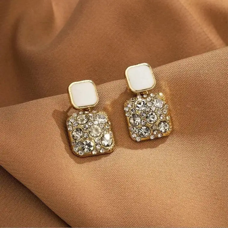 Silver Needle Fashion Square Zircon Drop Earrings For Women Jewelry 2025 Trending New Luxury Women's Crystal Earrings