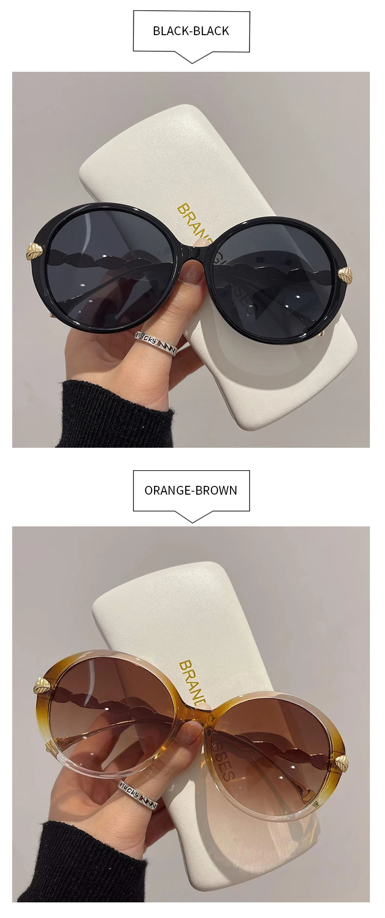 New Vintage Round Frame Sunglasses Gradient Color Trendy Fashion Women Eyewear Brand Designer Shades for Ladies Gafas De Sol