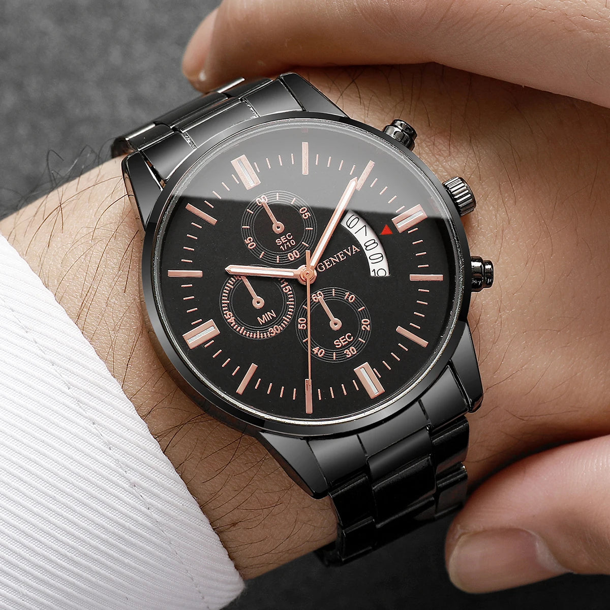 2PCS/Set Fashion Men Business Watches Male Calendar Quartz Watch Bracelet Set Relogio Masculino