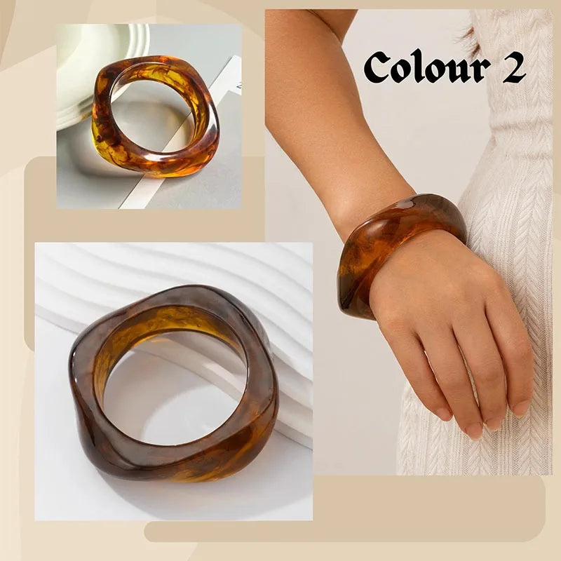 Exaggerated Resin Acrylic Bracelets Bangles for Women on Hand Irregular Geometric Bracelets Personality Hand Jewelry