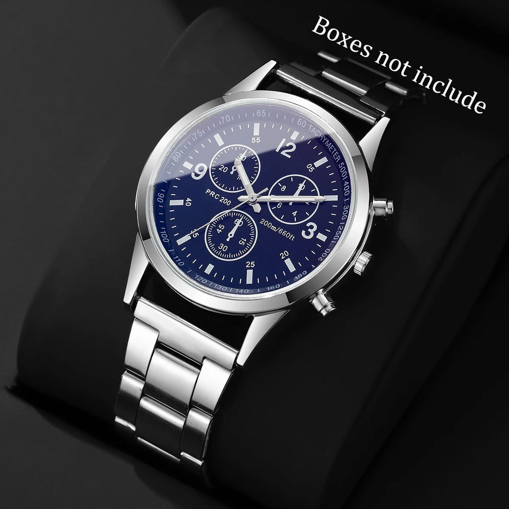 Fashion Men Business Quartz Watch Luxury Silvery Strap Wristwatch Reloj Hombre（Without Box）