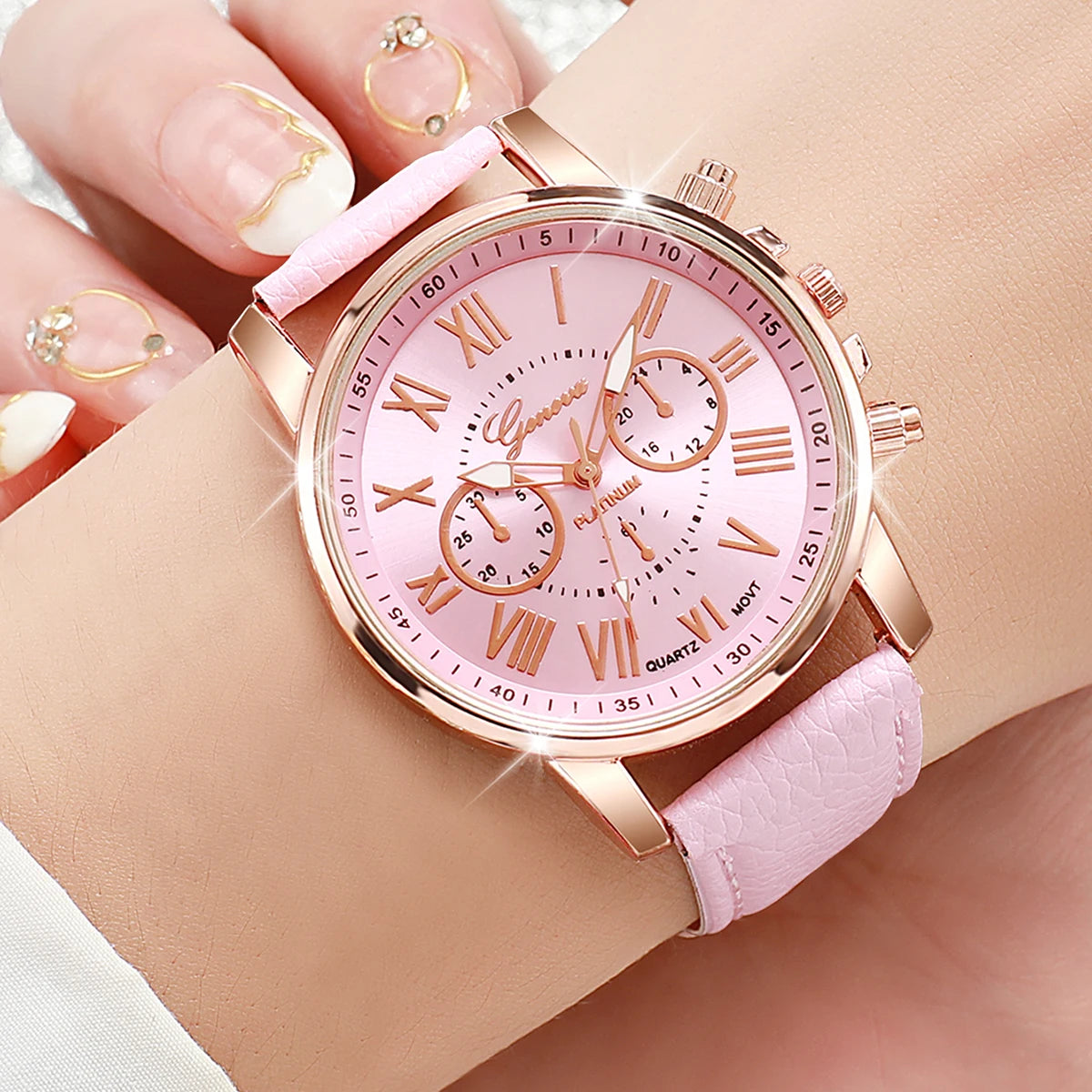 10PCS Women Watches Set Fashion Roma Dial Ladies Quartz Watch Casual Leather Band Wristwatches Relogio Feminino Reloj Mujer