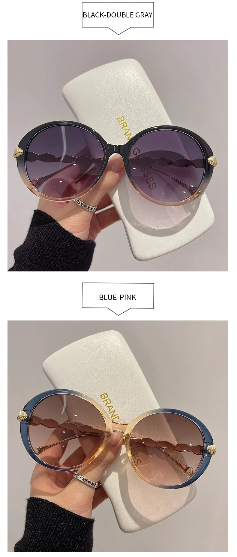 New Vintage Round Frame Sunglasses Gradient Color Trendy Fashion Women Eyewear Brand Designer Shades for Ladies Gafas De Sol