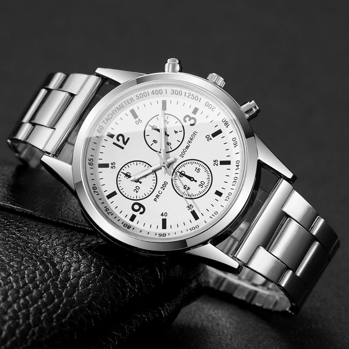 Fashion Men Business Quartz Watch Luxury Silvery Strap Wristwatch Reloj Hombre（Without Box）