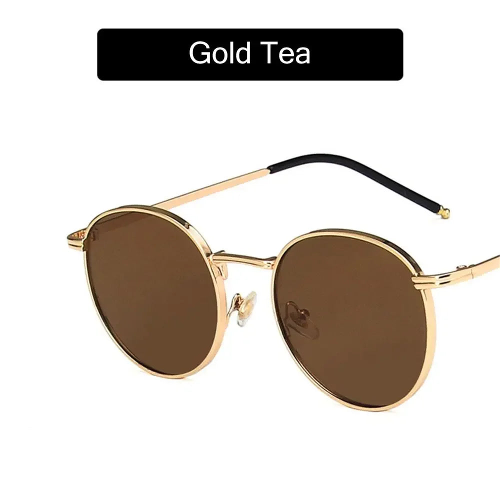 Fashion Glasses Fishing Metal Frame Shades Round Sun Glasses Women's Eyewear Retro Women Men Sunglasses UV400 Gafas De Sol