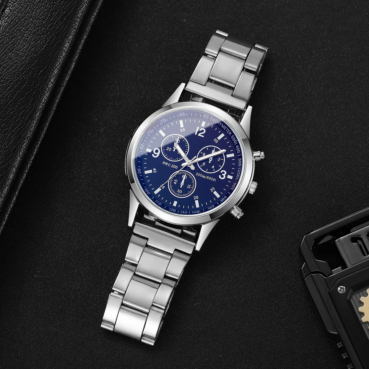 Fashion Men Business Quartz Watch Luxury Silvery Strap Wristwatch Reloj Hombre（Without Box）