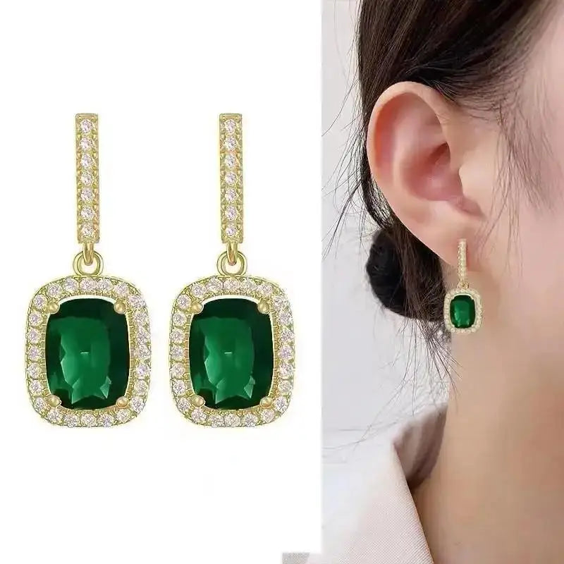 Silver Needle Fashion Square Zircon Drop Earrings For Women Jewelry 2025 Trending New Luxury Women's Crystal Earrings