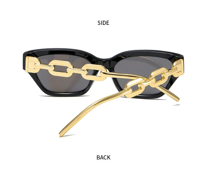 New Fashion Cat Eye Sunglasses Women Vintage Brand Designer Glasses Black Sun Glasses Female UV400 Golden Eyewear