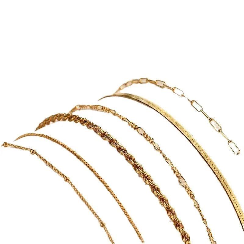 Bohemian Minimalist Metal Chain Women's Set of 6 Multi-layer Chain Simple Fashionable Bracelets Wedding Jewelry Birthday Gifts