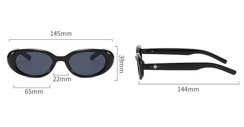 Vintage Brand Designer Oval Sunglasses Women Luxury Fashion Sun Glasses For Men Trendy Punk Luxury Rivet Star Cool Shades UV400