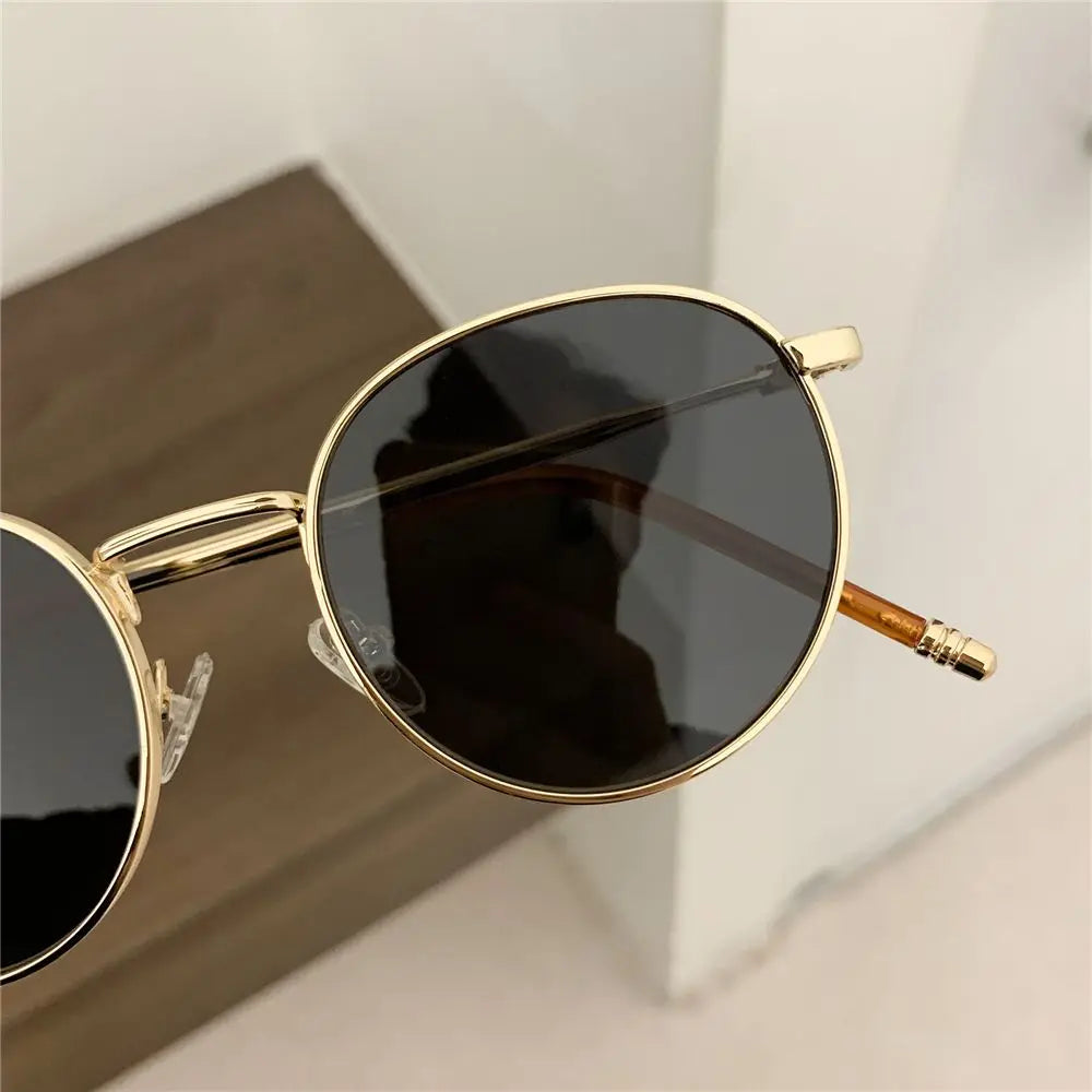 Fashion Glasses Fishing Metal Frame Shades Round Sun Glasses Women's Eyewear Retro Women Men Sunglasses UV400 Gafas De Sol