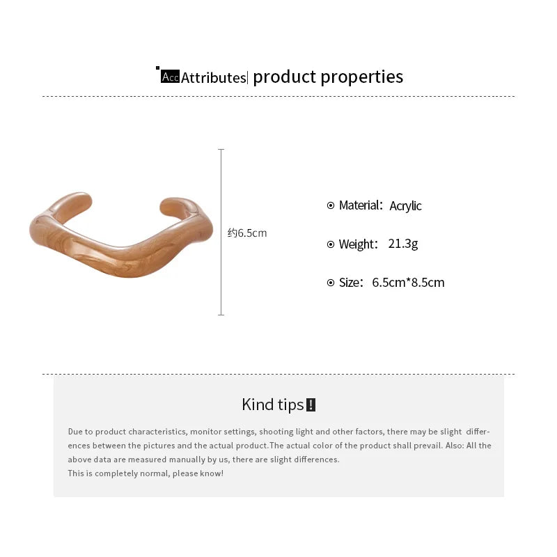 Unique Irregular Geometric Cuff Bracelets for Women Vintage Multicolor Acrylic Open Bangle Female Male Jewelry Couple Gifts