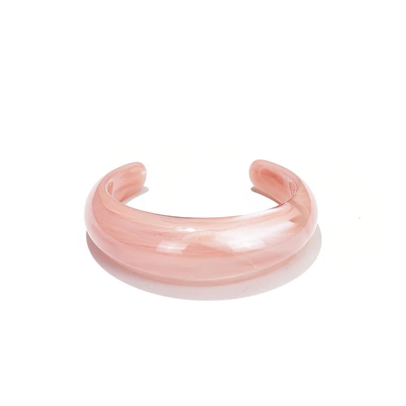 Fashion Exaggerated Opening Acrylic Bracelets for Women Simple Blended Jelly Colored Curved Cuff Bangle Female Jewelry