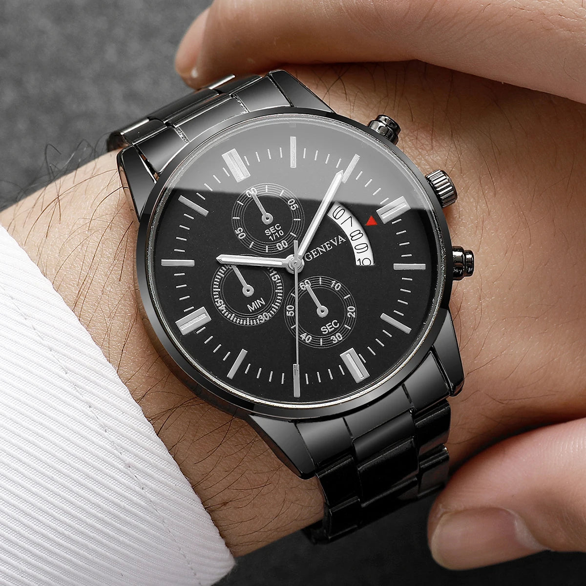 2PCS/Set Fashion Men Business Watches Male Calendar Quartz Watch Bracelet Set Relogio Masculino