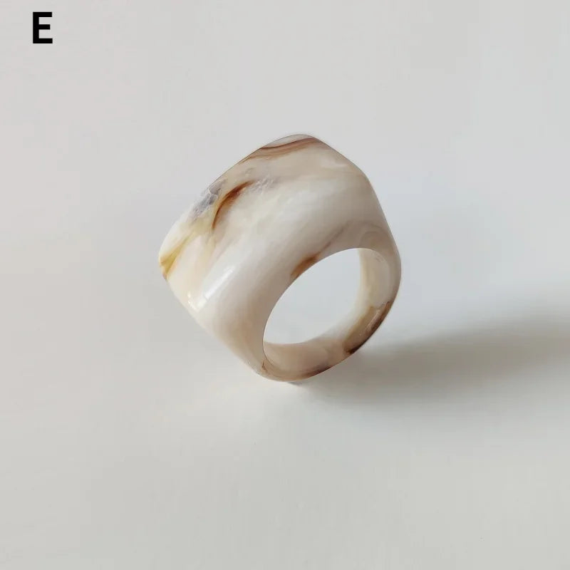 Fashion Creative Resin Acrylic Ring Vintage Simple Geometric Square Finger Rings for Women Jewelry