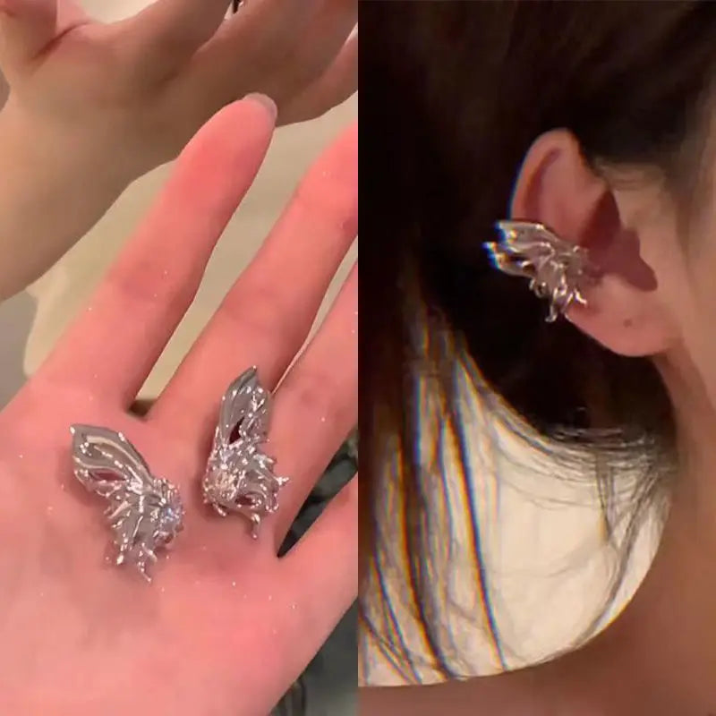 Gold Color Ear Bone Clip For Women Sweet Exquisite Sparkling Crystal Star Ear Cuff Clip Earring Wedding Jewelry Accessories Gift