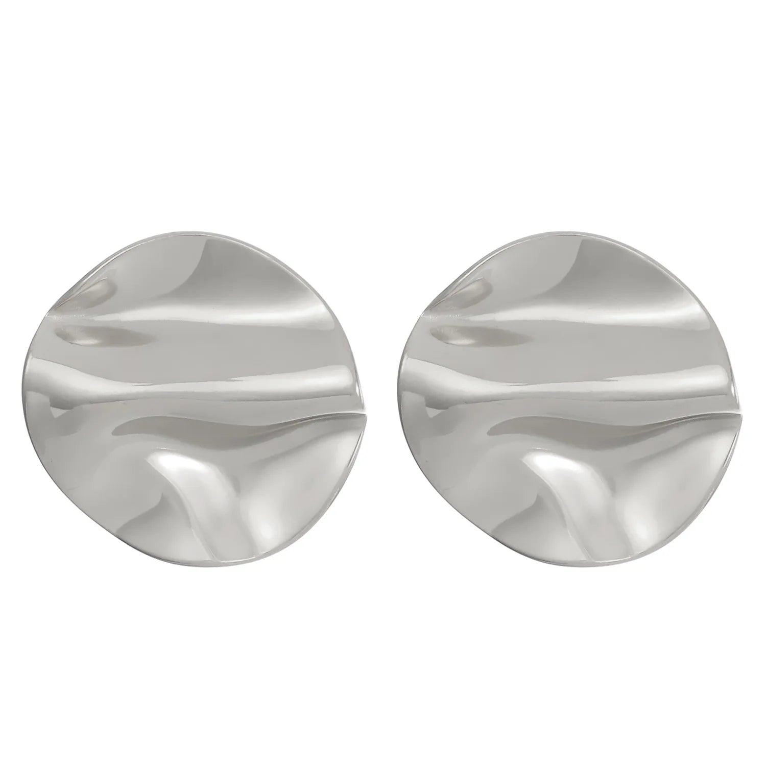 Stainless Steel Pleated Geometric Earrings For Women Jewelry Trending Vintage Women's Smooth Gold Color Stud Earrings