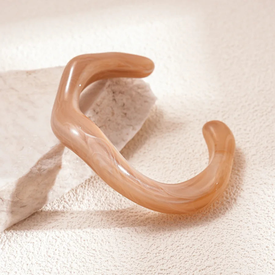 Pink Resin Acrylic Smudging Bangle for Women 2025 New Fashion Round Wide Stacked Bracelets Hand Jewelry Gifts Wholesale
