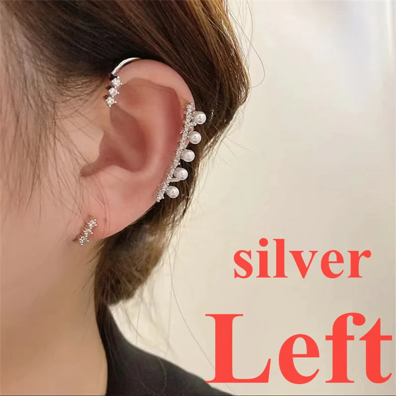 Gold Color Ear Bone Clip For Women Sweet Exquisite Sparkling Crystal Star Ear Cuff Clip Earring Wedding Jewelry Accessories Gift