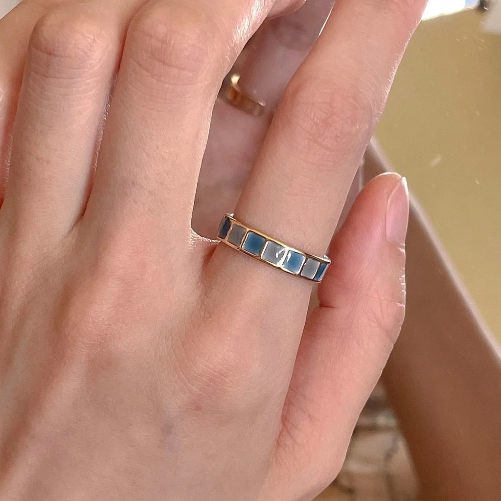 Colorful Drip Glaze Open Ring for Women New Fashion Retro Geometric Gold Color Metal Rings Exquisite Jewelry Gifts for Girl