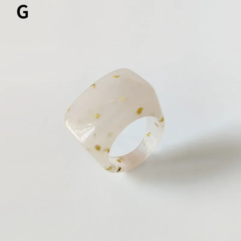 Fashion Creative Resin Acrylic Ring Vintage Simple Geometric Square Finger Rings for Women Jewelry