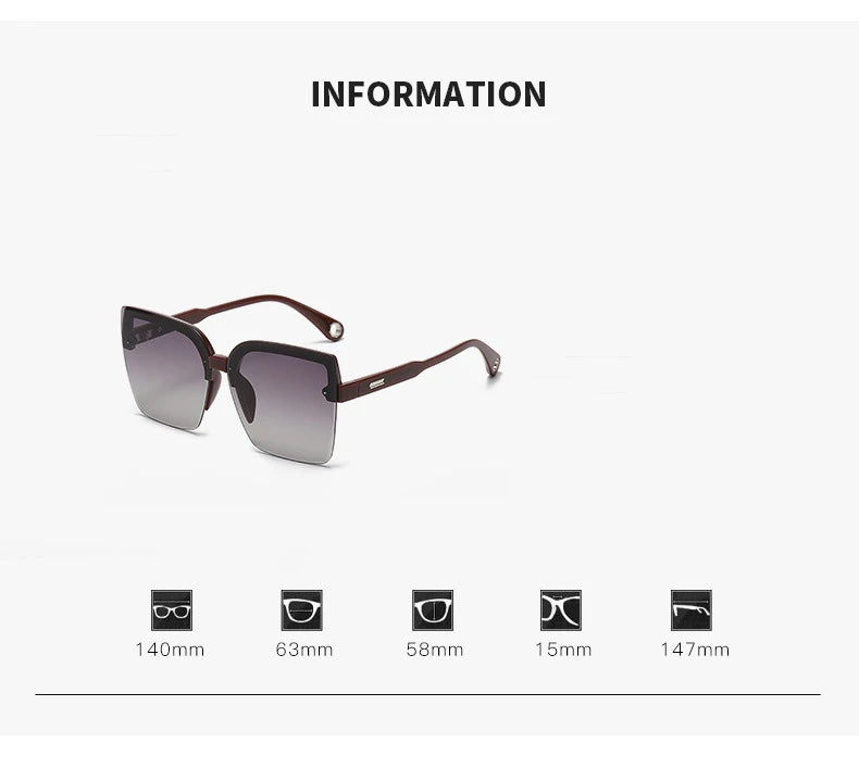 Oversized Sunglasses Man Woman Fashion Rimless Vintage Square Sun Glasses Eyewear Luxury Brand Design UV400 Female Shades