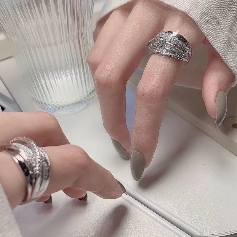 Irregular Pleated Ring for Women Open Adjustable Rings Wide Trendy Finger Rings Y2K Accessories Fashion Jewelry