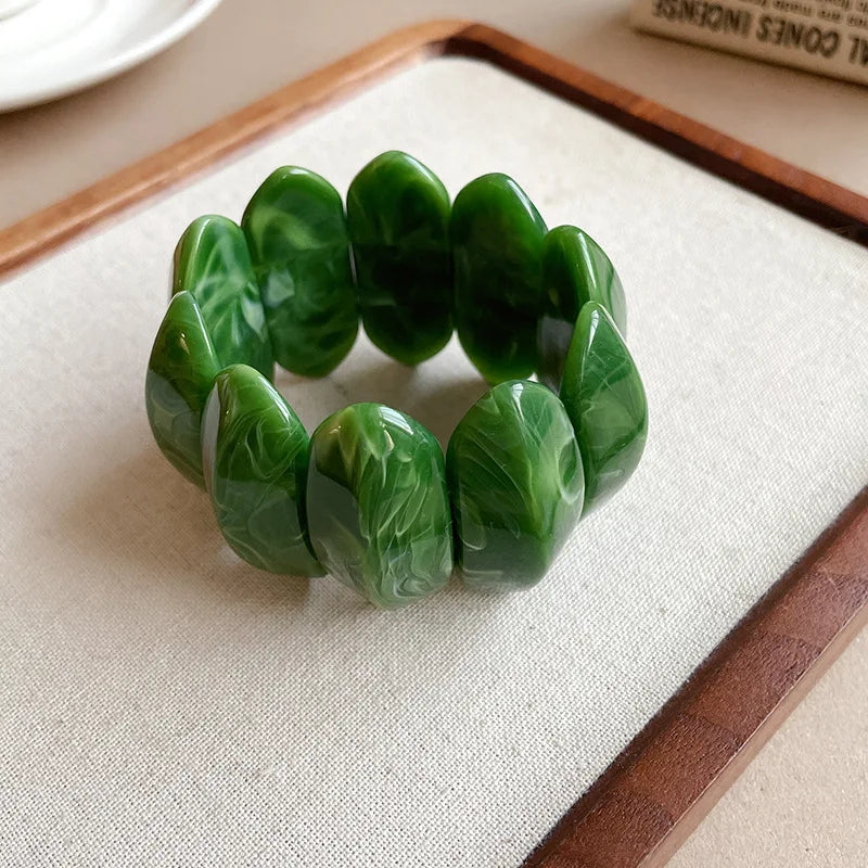 Vintage Smudging Bangle Geometric Wide Chunky Bracelets for Women Personality Acrylic Bracelet Hand Jewelry