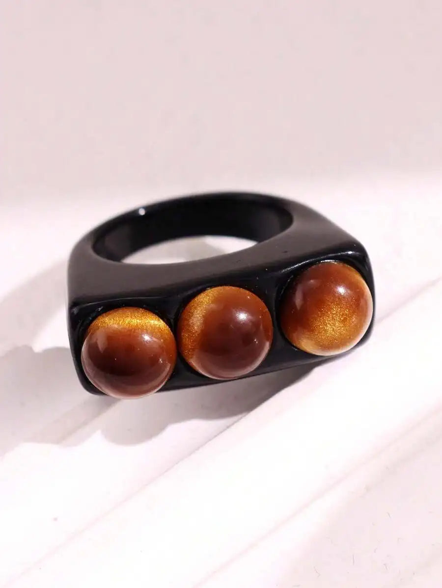 Vintage Wide Large Chunky Rings for Women Crystal Resin Autumn Winter Geometric Irregular Stacking Wear Jewelry New
